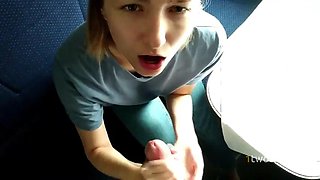 Sweety Redhead Blowjob Queen Cum Swallowed Twice in Train