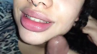 Horny Bitch Handjob Facial - She Smiles With Cum on Her Face - Brazilian POV