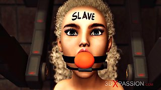 Strap-On Attack! Horny Lesbian Blonde Slut In Restraints Gets Fucked Rough