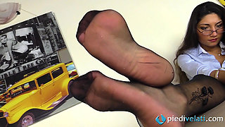 Gioia as a Sexy Teacher in Black Tights and Black Stiletto Heeled Pumps