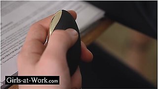 Megan Fiore And Alexis Crystal - Clandestine Vibrations In The Office