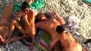 Nude Beach - Two Hot Couples Playing - Filmed By Voyeur