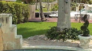 Busty Blonde Bbws Karen Fisher and Sam 38G Outside in the Pool!