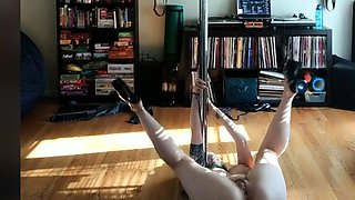 Brunette amateur babe strips off and masturbates
