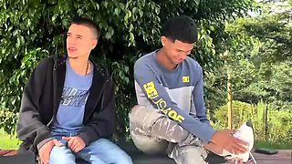 Skinny gay twinks wild outdoors mouth and anal hammering fun
