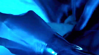 Tied up rubber girl in catsuit fucking herself