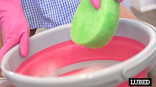 Naughty Maid Cleans Cock With Her Wet Fuck Hole