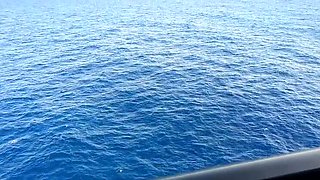 Amateur Hot Wife Solo Masturbation Orgasm on Cruise Ship - Cuckold Husband Locked in Chastity Cage Watches