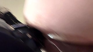 Sexy MILF pegs his ass with huge fantasy dildo and he just