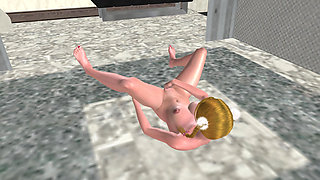 Cute Blond Girl Fingers Pussy & Masturbates with Cucumber 3D Cartoon Hentai