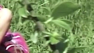 Nude Milf masturbating outdoors