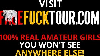 Black babe white dick deep throating cries, spits and swallows