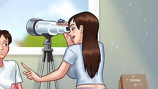 Summertime saga jenny gets suprised by looking at Anon big cock