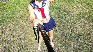 I am discovered by a gardener while walking in the countryside in my schoolgirl dress!