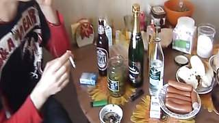 Amateur German babes sharing big dick in hot threesome