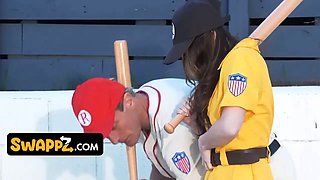 Their horny, young stepdaughters don't want to have fun baseball! they want a four-way