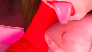 MILF with Huge Tits Fucks Ans Stretching Her Big Ass on a Dildo in the Bathroom