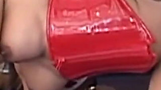 MILF Dominatrix in Leather Underwear Fucked by Two Guys