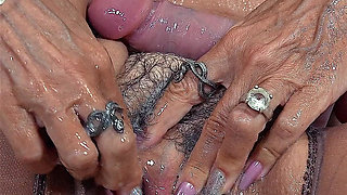 Hairy Slime Cunt of a 64 Year Old Slut