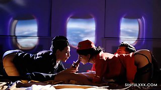 SinfulXXX Stewardess Subil Arch and Anna de Ville Heat up in the Cockpit