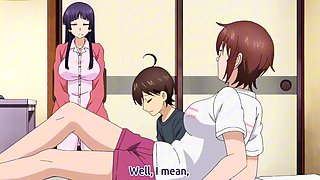 Tiny guy overwhelmed by tall athletic anime giantess babes
