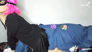 I love dressing up my big natural tits in my cute pussy mask