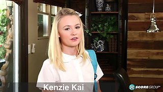 Schoolgirl Kenzie Kai Flashes Her Flat Chest and Cums for the Camera