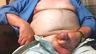 Hairy Grandpa Bear Strokes His Big Cock