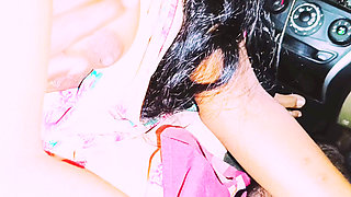 Indian Car Sex Pink Saree Bhabi Try to Fucking with Boy Friend. Telugu Firty Talks.