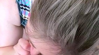 Tan stud gives a POV blowjob to his big cock