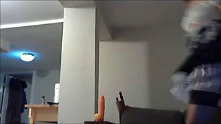 Slutty shemale enjoys sensual masturbation in stockings and high heels