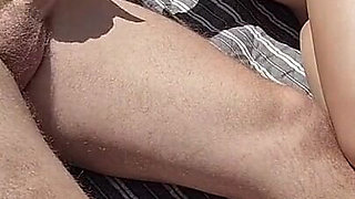 Masturbation with My Stepfather on a Nudist Beach, He Touches My Tits and I Touch His Cock