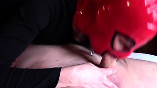 French Brunette Amateur Blowjob on Sofa
