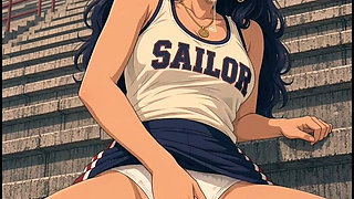 3D Anime Team Sailor Cheers on Volleyball Team From the Stands