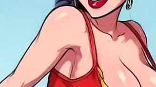 Classic Cartoon Style Nude Women in Kitchen