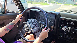 Cranking and Driving the Opala Barefoot in a Short Dress