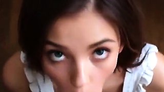 Brunette under table blowjob, blonde stage suck