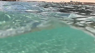 Naked MILF Swimming with Anal Plug Underwater