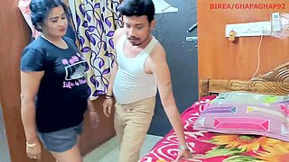 Hot Indian desi girls ladies tailor was measuring the boy seeing shop empty they had sex..