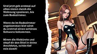 German Mistress Anal JOI: Humiliation & CEI Instructions for Slave Training