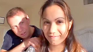 Brunette teen with round booty getting pussy pounded with bbc