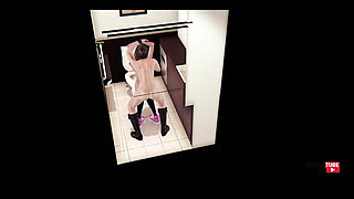 Hentai - Sexy Girl Meets a Man with a Big Cock to Fuck in a Public Restroom
