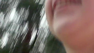 Teen Shows Tits and Asshole During a Storm in the Forest