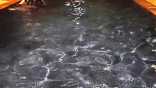 Hot Wife Risking Fucking in Public Pool at Night