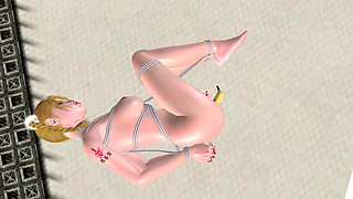 Office Banana Bondage: 3D Cartoon Girl Tied up & Licked with Toys