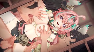 Genshin Impact Varesa gets caught in a wild gangbang 3D hentai animation