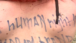 Outdoor Body Writing and Pissing Humiliation