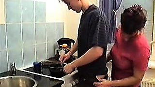 Stepmom seduce her boy in kitchen PT1- More On HDMilfCam.com