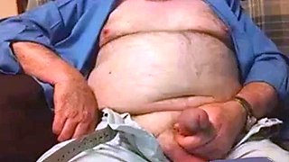 Hairy Grandpa Bear Strokes His Big Cock