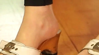 Sheer Nylon Feet in Classic Wooden Mules